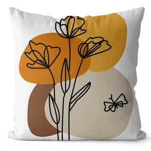 Geometric floral print throw pillow cover with abstract pattern and soft plush fabric