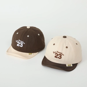 Kids color-block soft-brim baseball cap with Est. Number 23 embroidery for toddlers