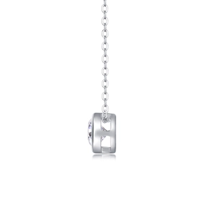 Elegant S925 sterling silver necklace featuring a round cut moissanite pendant