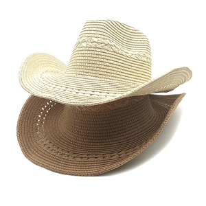 Western Cowboy Straw Hat Paper Wide Brim Hollow Breathable Sun Protection Outdoor Retro Ethnic Style For Men Women
