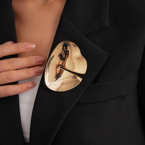 Irregular Geometric Brooch Alloy Mirror Polished Minimalist Liquid Metal Pin For Suits Luxury Fashion Women Corsage