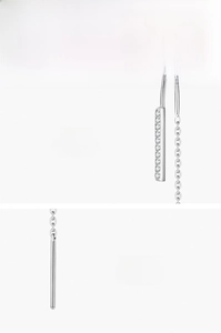 Macro detail of S925 sterling silver drop earrings with 5A grade cubic zirconia stones
