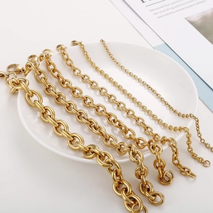 Golden stainless steel rolo chain bracelets in five widths with OT buckle for couples