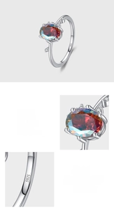 Detailed macro view of S925 sterling silver stamp and rainbow cubic zirconia on the ring