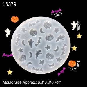 Halloween silicone nail art mold with pumpkin, bat and ghost shapes for resin casting