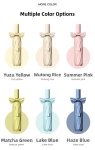 Detailed grid of automatic umbrellas in six pastel colors like pink, blue and green