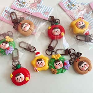 Porte-clés de Noël mignons avec motifs renne, étoile et pomme pour sacs à dos