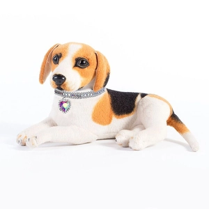 Close-up of a sparkling rhinestone pet collar with a colorful heart-shaped crystal pendant