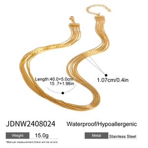 Multi-layer gold stainless steel chain necklace with waterproof and hypoallergenic features