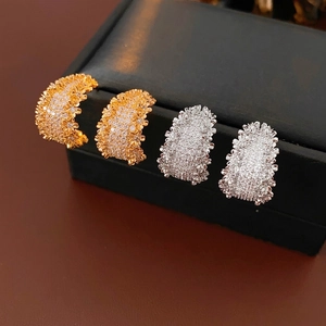 Boucles D'Oreilles C Chic Pour Femmes Cuivre Zircon Avec Tige En Argent Accessoire De Mode Luxe