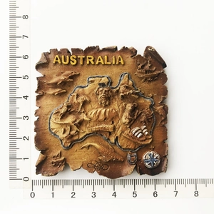 Detail view of Australia souvenir resin fridge magnet with kangaroo and ruler for scale