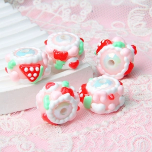 Handcrafted pink strawberry acrylic beads for DIY phone chains and jewelry making