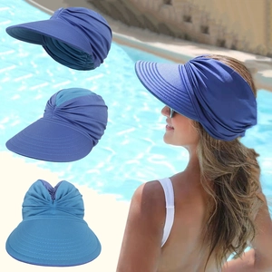 Women double-sided sun hat with large brim and pleated design for outdoor summer sports