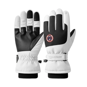 Waterproof thermal winter ski gloves with touch screen design and non-slip palm grip