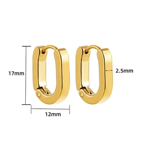 Detailed dimensions of 18K gold-plated oval hoop earrings with 17mm height and 12mm width