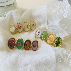 Floral Hair Clip French Retro Resin Duckbill Clip With Natural Dried Flowers Artificial Pearl Gold Alloy Edge Sweet For Women