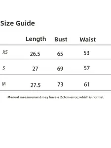 Detailed size chart showing length, bust, and waist for V-neck halter knit top