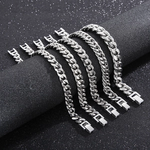 Bracelet Maille Gourmette Acier Inoxydable Hip Hop Chaîne Bijoux Mode Unisexe Argenté Poli Accessoire Minimaliste