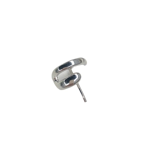 Minimalist silver geometric curved hair hook with a polished metallic finish