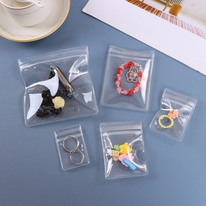 Transparent PVC self-sealing jewelry storage bags in various sizes for earrings and charms