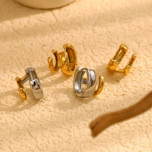 Orecchini a cerchio doppi in acciaio inossidabile placcato oro 18K e argento