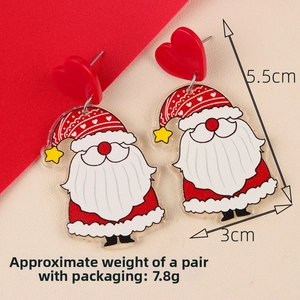 Detail of Christmas Santa Claus dangle earrings with dimensions 5.5cm by 3cm