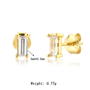 Detail of S925 sterling silver rectangular earrings with dimensions 5x2.5mm and 0.77g weight