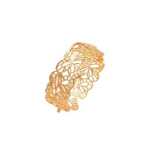 Elegant gold butterfly hollow open cuff bracelet with minimalist metallic lace design