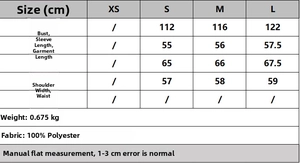 Detailed size chart for vintage woven leather bomber jacket showing chest and sleeve measurements