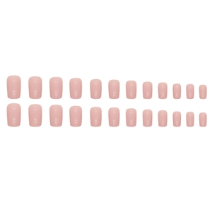 Juego completo de 24 uñas postizas cuadradas de color rosa brillante a presión moda
