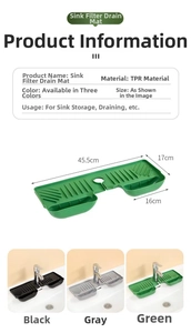 Detailed dimensions and three colors of the TPR silicone sink faucet splash guard mat