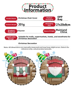 Detailed Christmas gnome chair cover specifications with material and size details