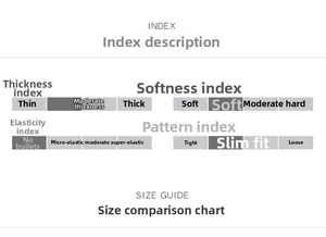 Size guide index for palace style floral dress detailing thickness and slim fit