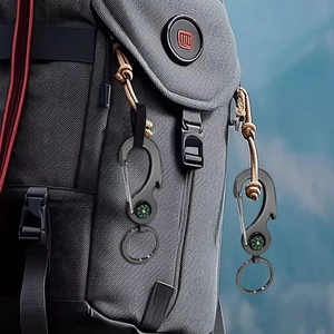 Multifunctional zinc alloy compass carabiner with bottle opener and key ring for outdoors