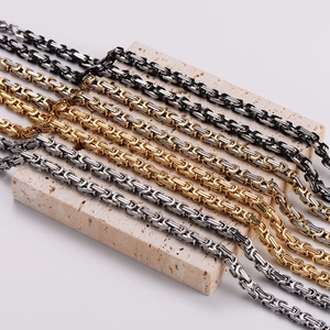 Luxurious Byzantine chain necklace for men in gold, silver and black stainless steel
