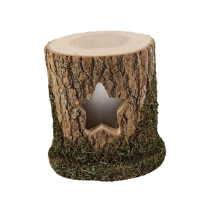 Christmas wooden tree house table lamp with LED light and star cutout decoration