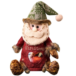 Red Santa Claus gift bag with heart-shaped clear window and Merry Christmas embroidery