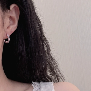 French luxury style pearl beaded hoop earrings in light pink gold for women