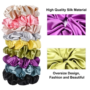 Set aus großen, seidigen Satin-Haargummis in verschiedenen Farben für Damen-Haarstyling