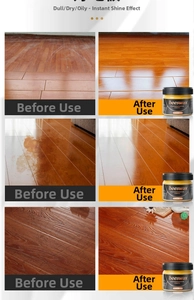 Before and after comparison of natural beeswax polish for wood floor restoration