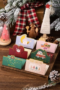 Detailed set of six 3D folding Christmas cards with Santa and festive cartoon patterns