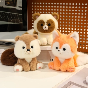 Cute plush raccoon squirrel and fox stuffed animals for kids comfort in soft fabric