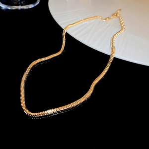 Minimalist Snake Chain Necklace Gold Plated Copper Zinc Alloy Clavicle Chain Fashion Jewelry For Women Niche Design Elegant