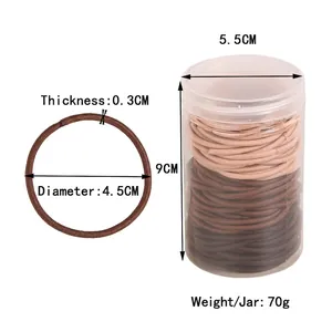 Set di elastici per capelli marroni in barattolo, spessore 0,3cm e diametro 4,5cm