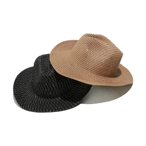 Lot de chapeaux de paille Panama à large bord avec paillettes pour protection solaire