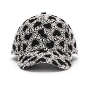 Baseball cap with heart embroidery and lace texture on a classic curved brim style
