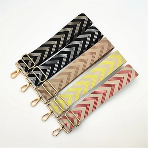 Wide Shoulder Strap For Bags Replacement Adjustable Woven Polyester Chevron Pattern Crossbody Handbag Belt Metal Buckle