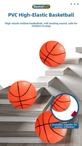 Elastic silent PVC basketball for kids jumping on stairs with an air pump included