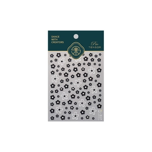 French daisy heart nail art stickers TL-317 featuring black and white floral patterns