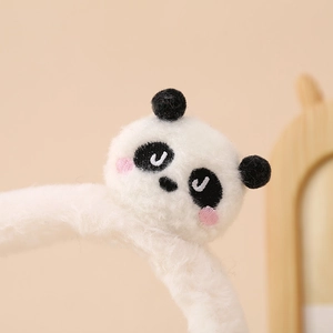 Cute cartoon panda plush earmuffs for kids, foldable and warm for winter cycling